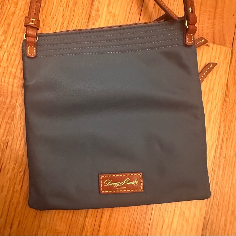 Dooney & Bourke Navy Nylon Crossbody Bag with Brown Leather Trim